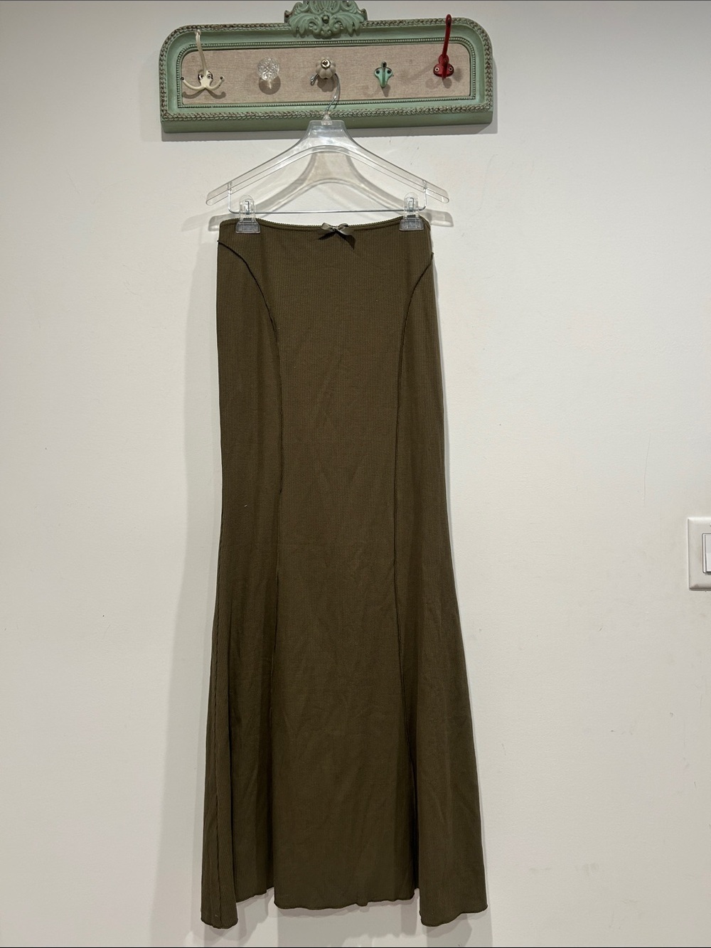 Dolls Kill Current Mood Olive Green Waffle Knit Maxi Skirt Women’s XL new w tags